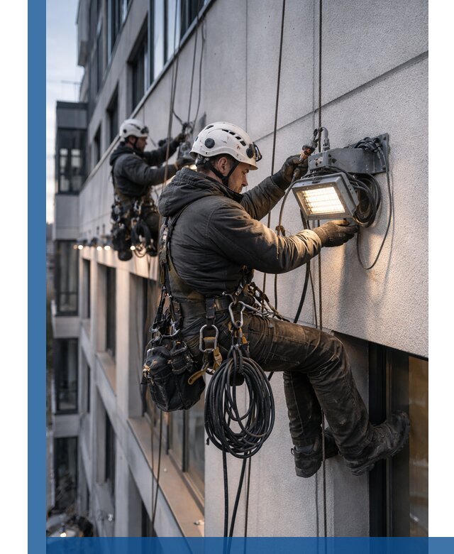 Монтаж фасадного освещения в Троицке установка и подключение