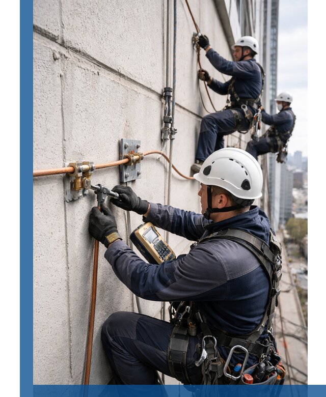 Монтаж системы заземления здания и молниезащиты в Троицке