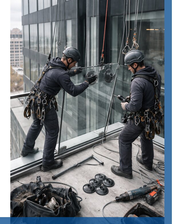 Монтаж стеклянных ограждений в Троицке от 2578 р. | ВЫСОТНИК-Трц