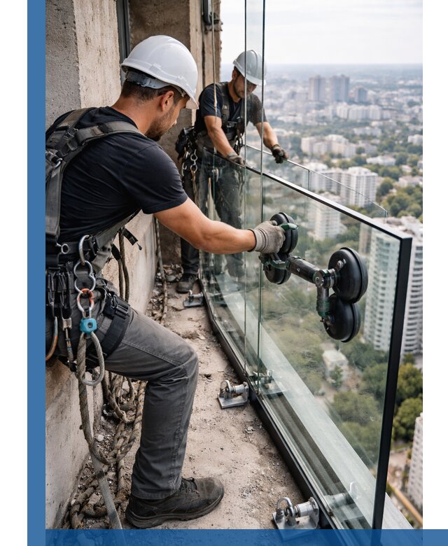 Монтаж стеклянных ограждений под ключ с гарантией в Троицке