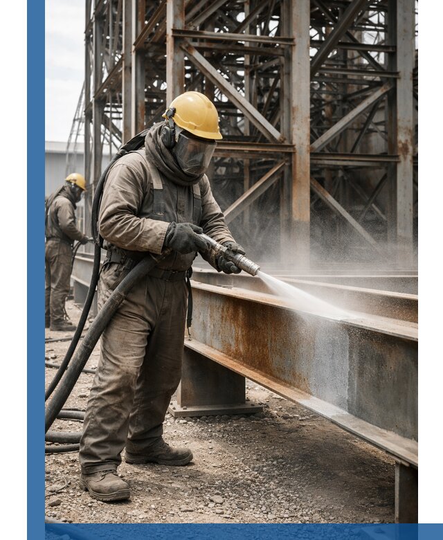 Пескоструйная очистка металлоконструкций в Троицке промышленная