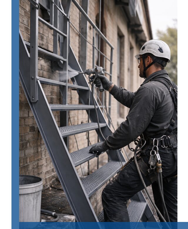 Покраска и антикоррозионная защита пожарных лестниц в Троицке