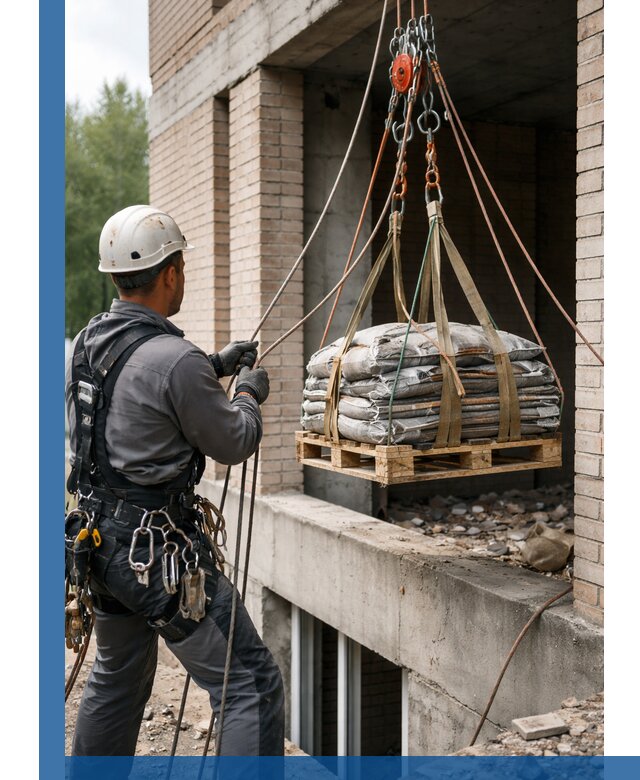 Подъем материалов на этаж веревками в Троицке оперативно