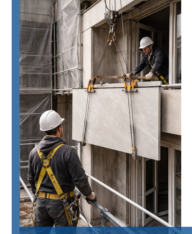 Подъем керамогранита на этаж в Троицке грузчиками и техникой