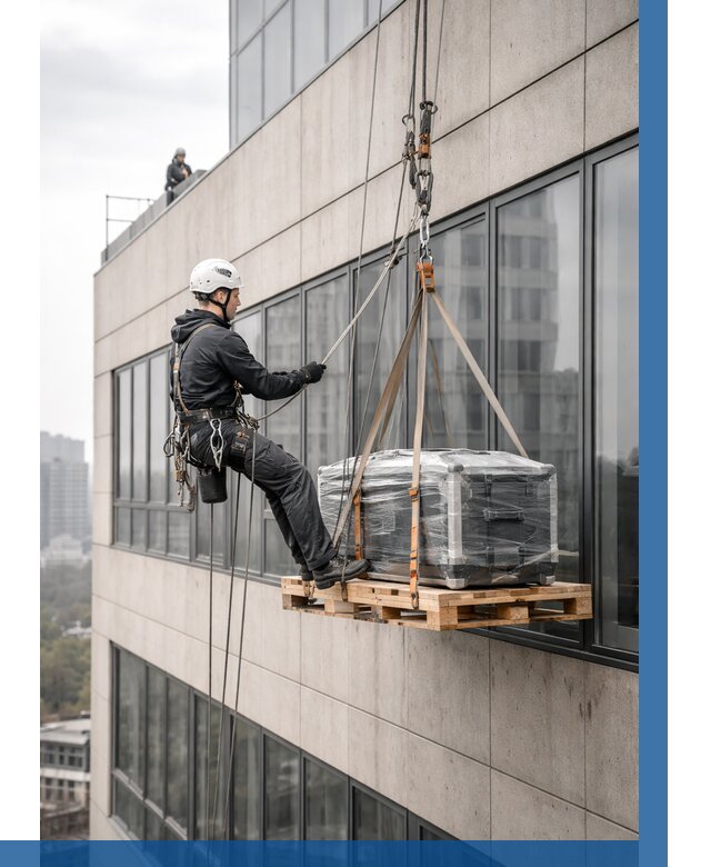 Спуск груза по фасаду в Троицке от 3609 р. | ВЫСОТНИК-Трц