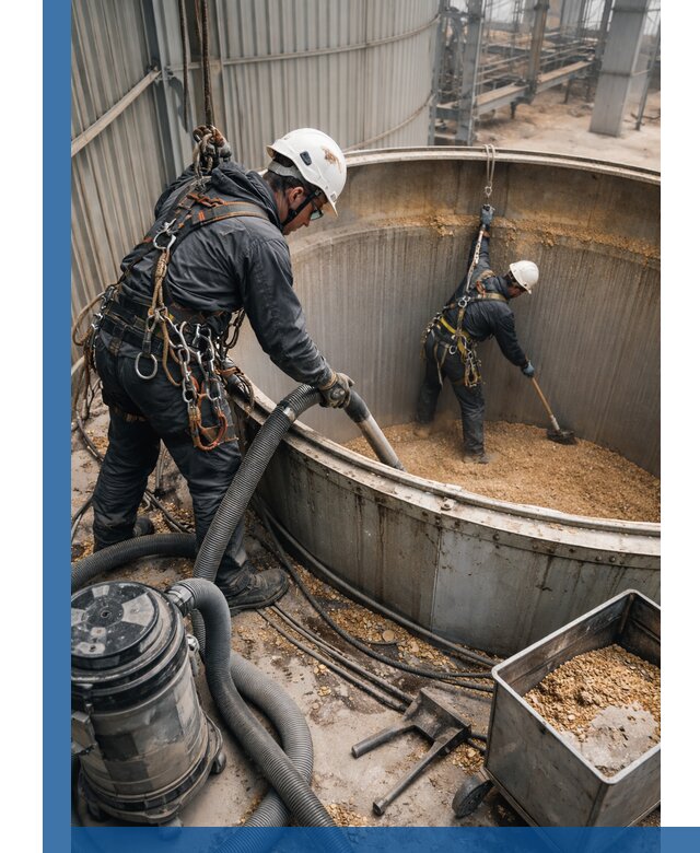 Профессиональная чистка зерновых бункеров в Троицке с выездом