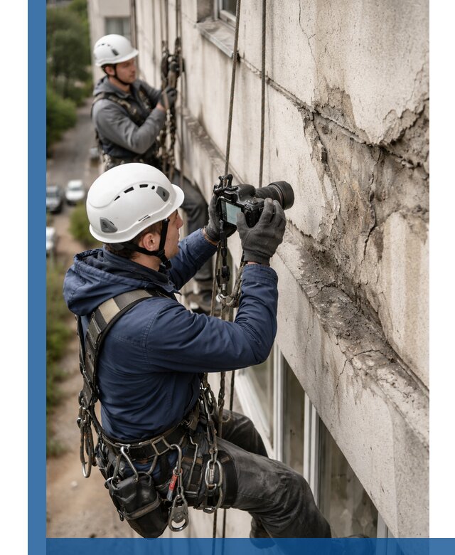 Фотофиксация дефектов фасада с высотной съемкой в Троицке