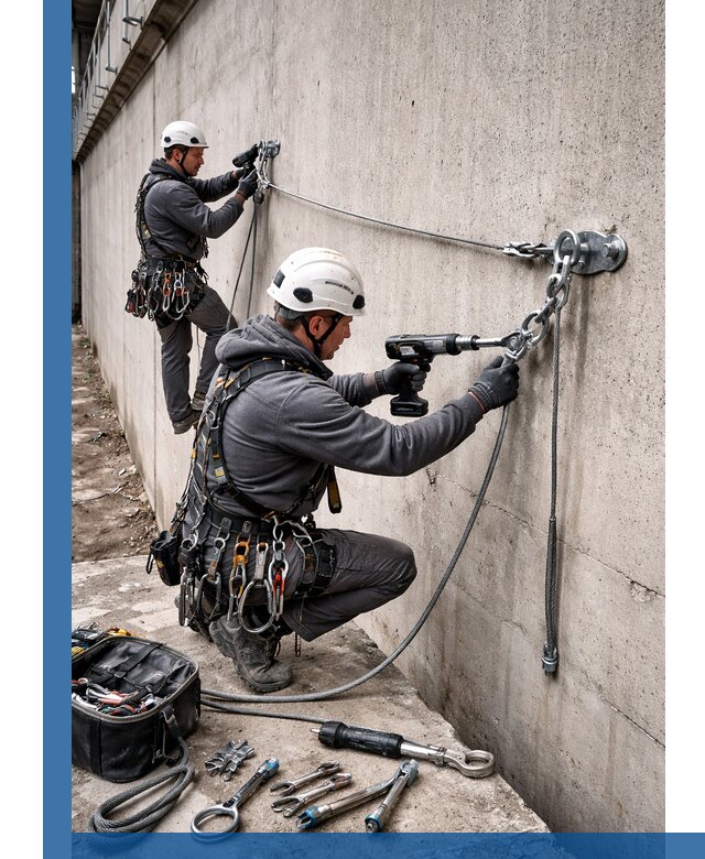 Монтаж анкерных линий высотной безопасности в Троицке