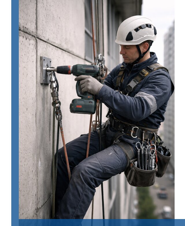 Установка анкерных точек для высотных работ в Троицке